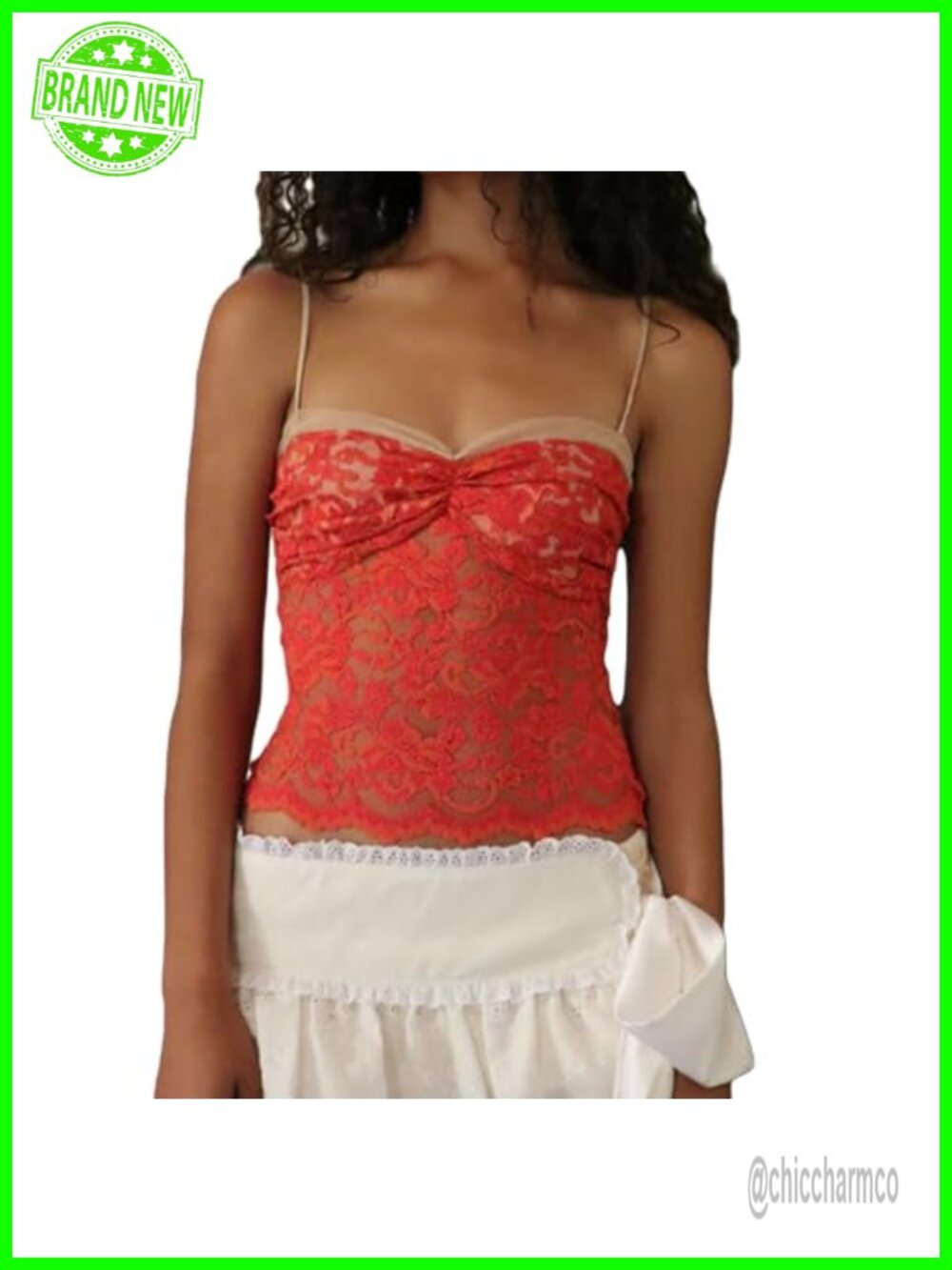 Y2K Lace Mesh Cami Crop Tank Top Sweetheart Neck Spaghetti Strap